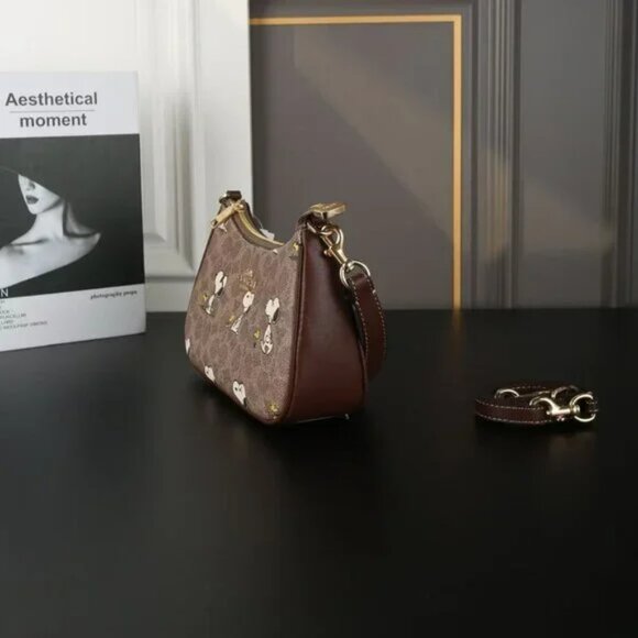 NWT Coach X Peanuts Teri Shoulder Bag In Signature Canvas With Snoopy Print - Picture 2 of 6